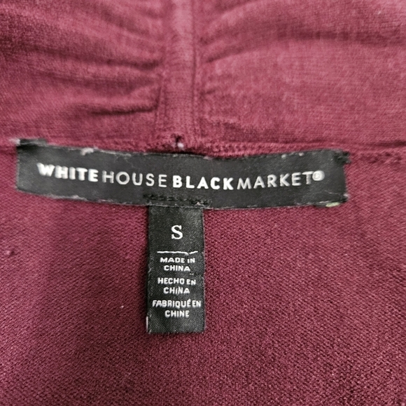 White House Black Market Maroon Peplum Open Front Cardigan Sweater Women's Small - Picture 7 of 8